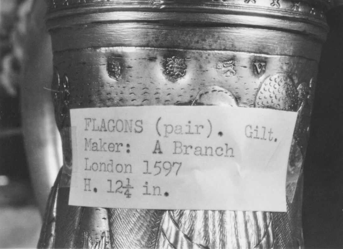 Flagon (one of a pair), Gilded silver, British, London