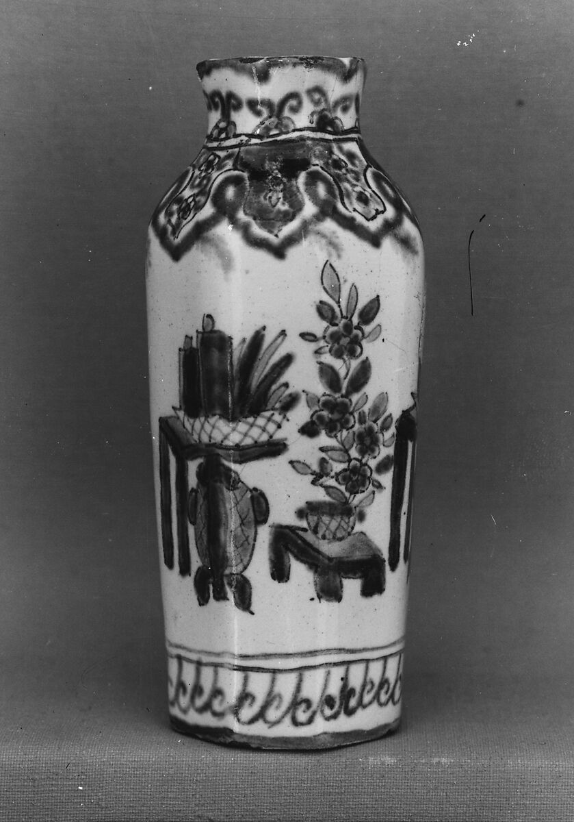 Vase (one of a pair), Anthoni Pennis, Tin-glazed earthenware, Dutch, Delft