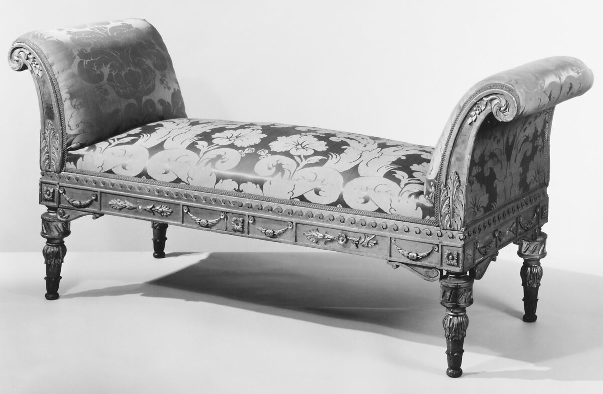 Window seat (one of a pair), Walnut and chestnut, gilt, Italian, Piedmont 