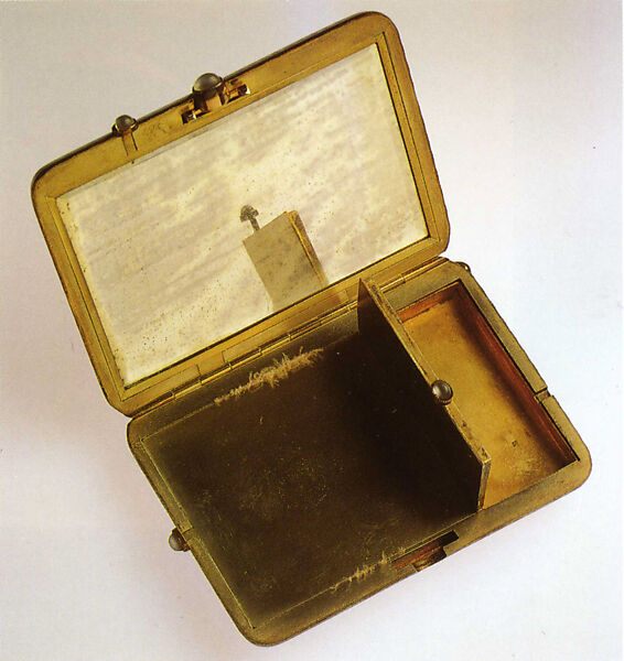 Minaudière, House of Carl Fabergé, Gold, silver, mauve guilloché enamel, mirror glass, ivory, cabochon moonstone, Russian, St. Petersburg