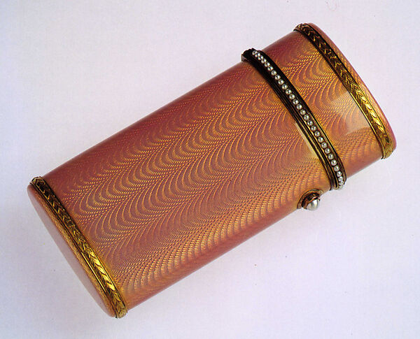 Pink Cigarette Case, House of Carl Fabergé, Gold, silver, guilloché enamel, pearl, Russian, St. Petersburg