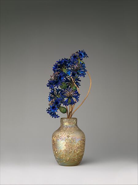 Imperial Cornflowers, House of Carl Fabergé, Gold, silver, enamel; blown and iridized glass, Russian, St. Petersburg