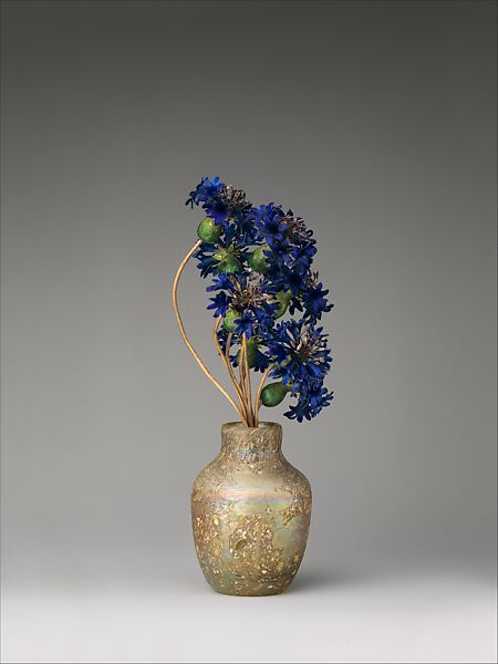 Imperial Cornflowers, House of Carl Fabergé, Gold, silver, enamel; blown and iridized glass, Russian, St. Petersburg