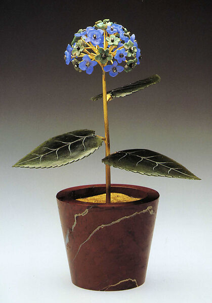 Verbena, House of Carl Fabergé, Chalcedony, diamond, nephrite, red jasper, enamel, gold, silver, Russian, St. Petersburg