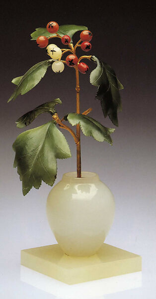 English Hawthorn, House of Carl Fabergé, Agate, nephrite, jade, gold, Russian, St. Petersburg
