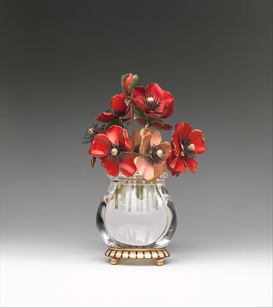 Imperial Anemones, House of Carl Fabergé, Gold, polychrome enamel, jade, rock crystal, Russian, St. Petersburg