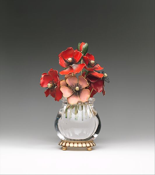 Imperial Anemones, House of Carl Fabergé, Gold, polychrome enamel, jade, rock crystal, Russian, St. Petersburg