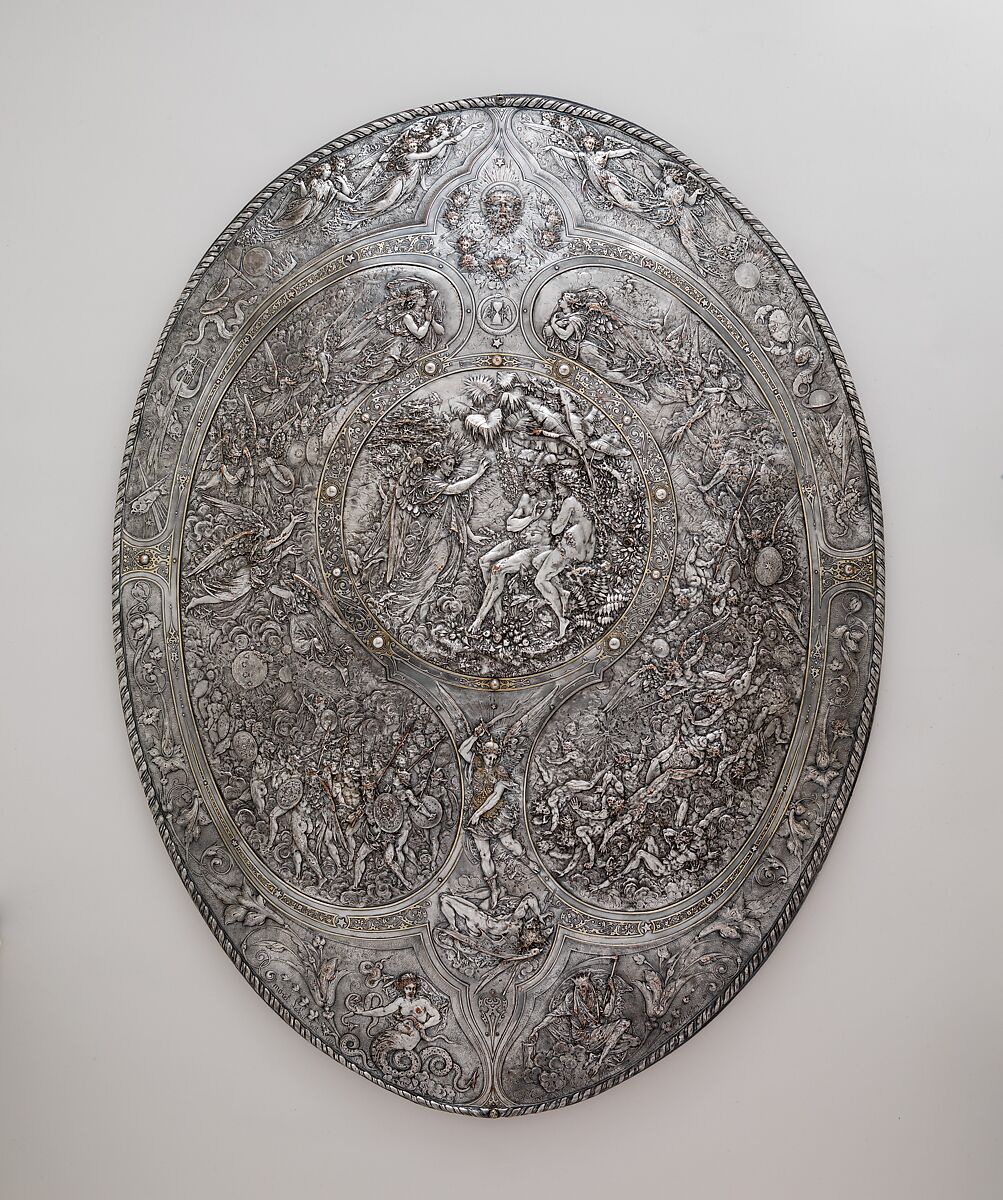 The Milton Shield, Elkington &amp; Co. (British, Birmingham, 1829–1963), Electroformed copper, silver plated, British, Birmingham 