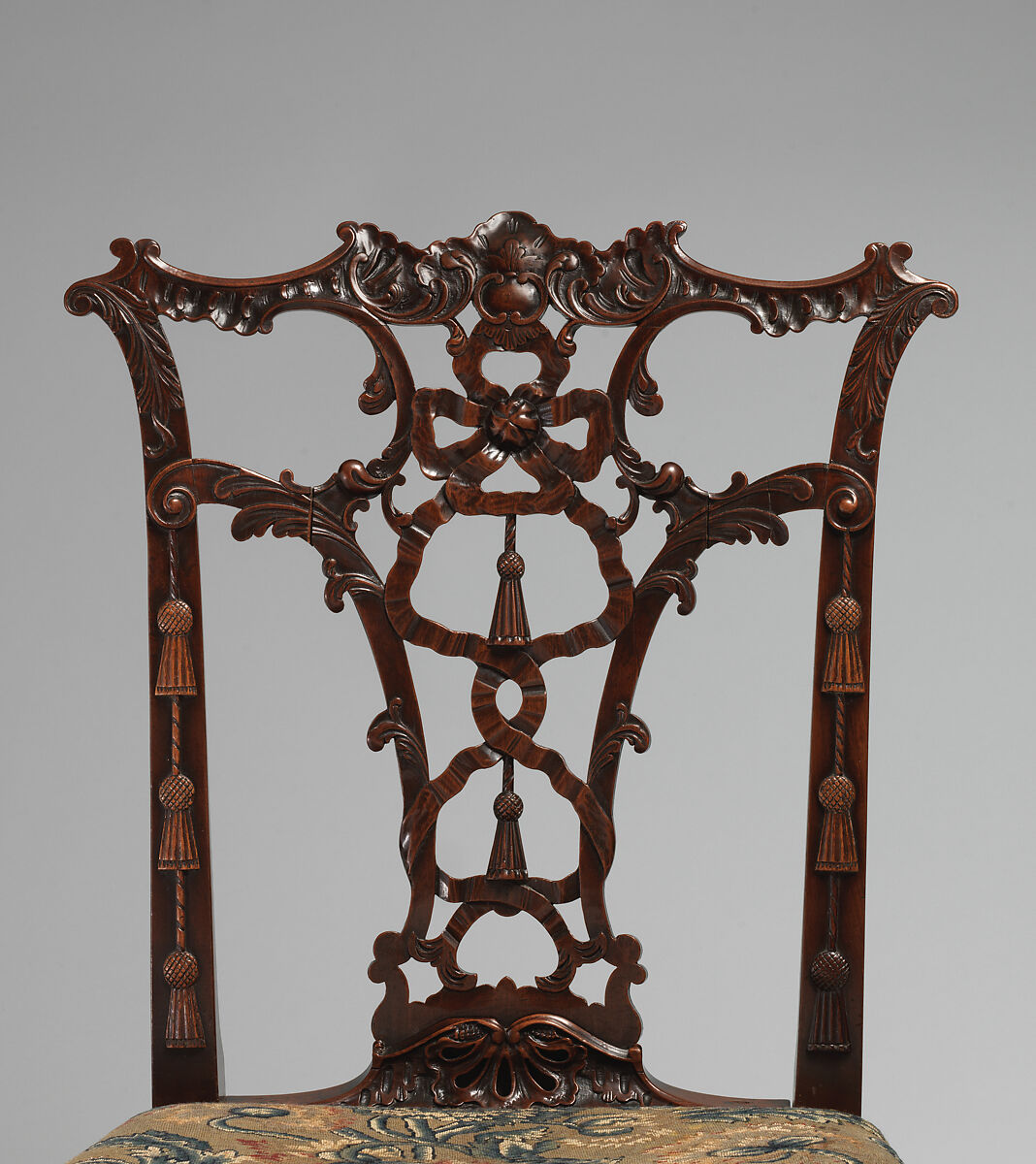 Side chair (one of a pair), Mahogany; tent stitch embroidery on canvas, British