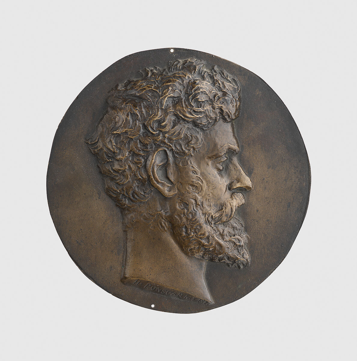 Self Portrait, François-Joseph-Hubert Ponscarme (French, Belmont-les-Monthureaux, Vosges 1827–1903 Malakoff, Hauts-de-Seine), Bronze, French 