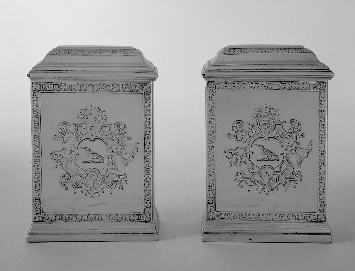 Tea caddy (one of a pair), Augustin Courtauld (British, 1685–1751), Silver, British, London