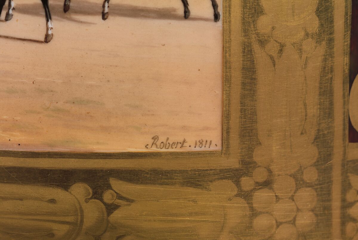 Medici vase with a scene of the park at Saint-Cloud (one of a pair), Sèvres Manufactory (French, 1740–present), Hard-paste porcelain decorated in polychrome enamels, gold, gilt bronze, French, Sèvres