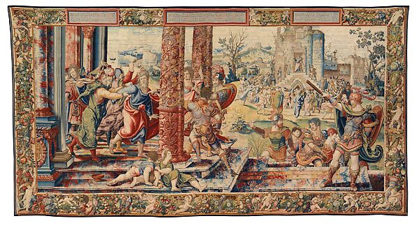 Story of Saint Paul: The Arrest of Paul tapestry, Pieter Coecke van Aelst (Netherlandish, Aelst 1502–1550 Brussels), Wool and silk, Netherlandish, Brussels 