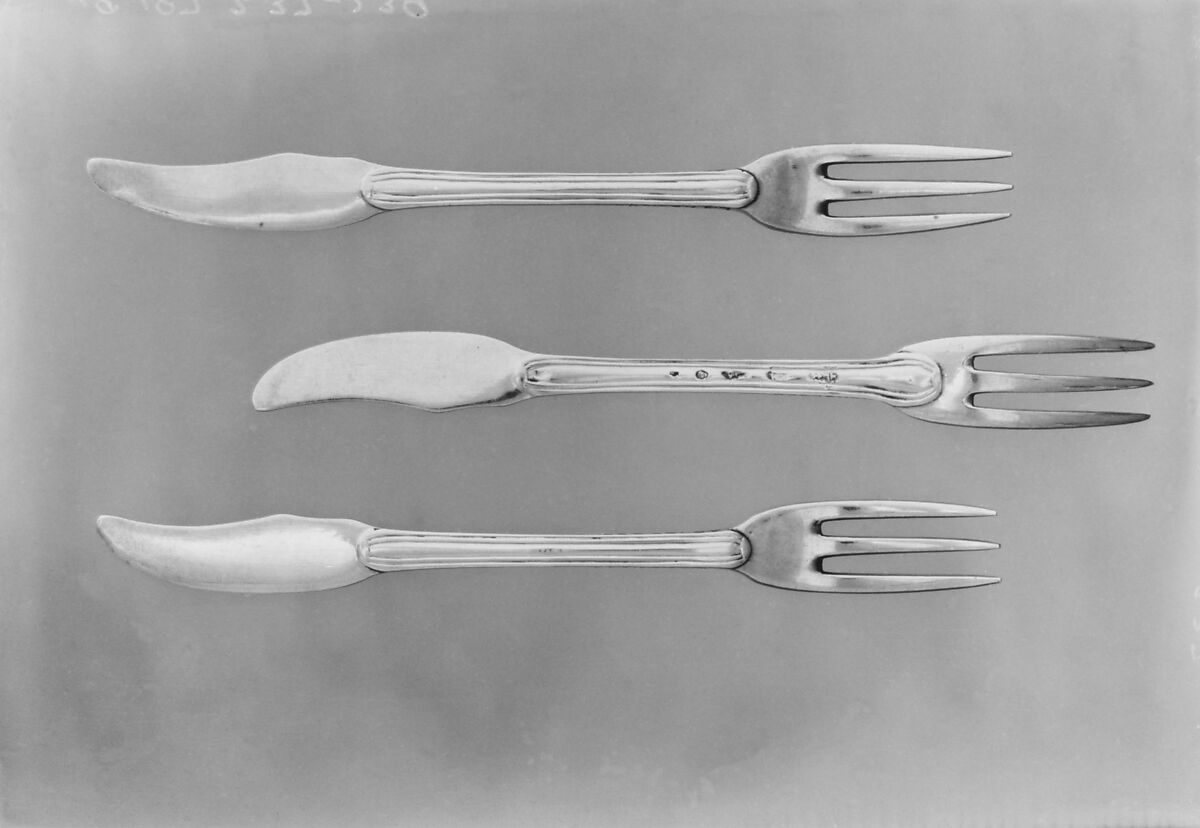 Fork with knife handle (one of six), Louis-Antoine Taillepied (born ca. 1734, master 1760, active 1806 (?)), Silver, French, Paris 