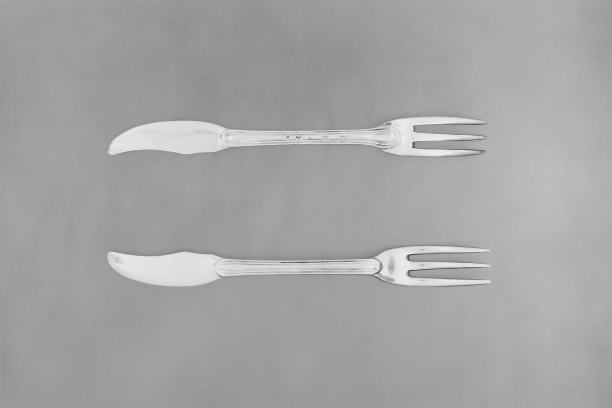Fork with knife handle (one of six), Louis-Antoine Taillepied (born ca. 1734, master 1760, active 1806 (?)), Silver, French, Paris