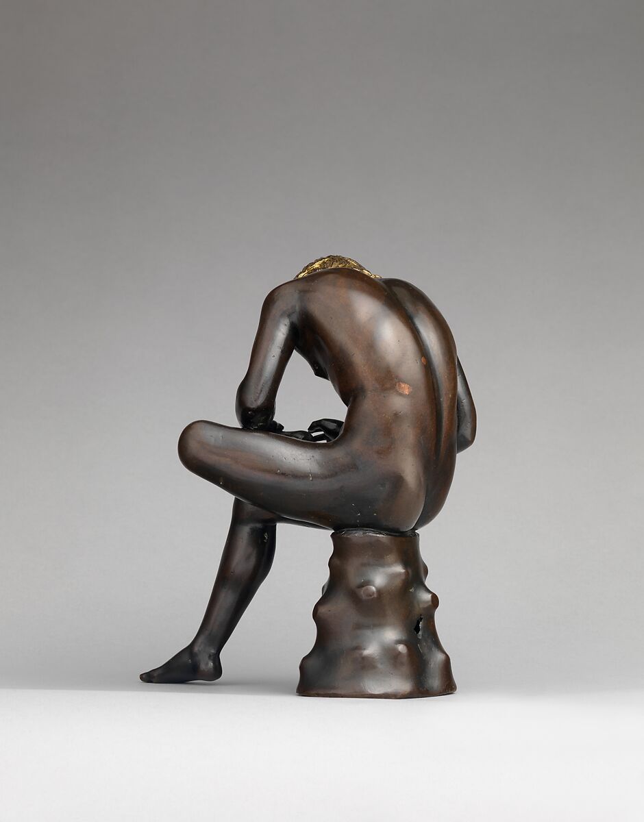 Spinario (boy pulling a thorn from his foot), Antico (Pier Jacopo Alari Bonacolsi) (Italian, Mantua ca. 1460–1528 Gazzuolo), Bronze, partially gilt (hair) and silvered (eyes), Italian, Mantua