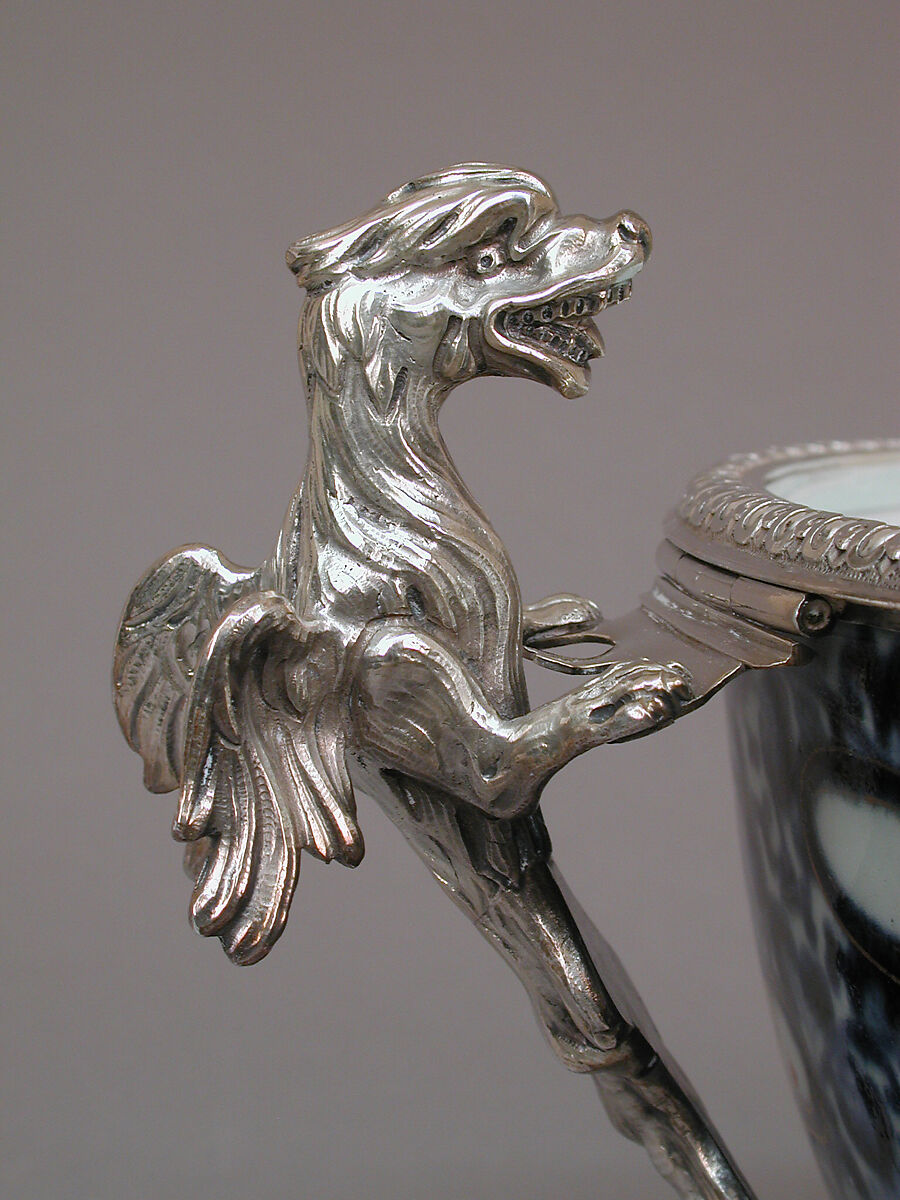 Bowl with cover and stand, Paul Le Riche (French, master 1686, active 1738), Hard-paste porcelain, silver mounts, Japanese with French mounts