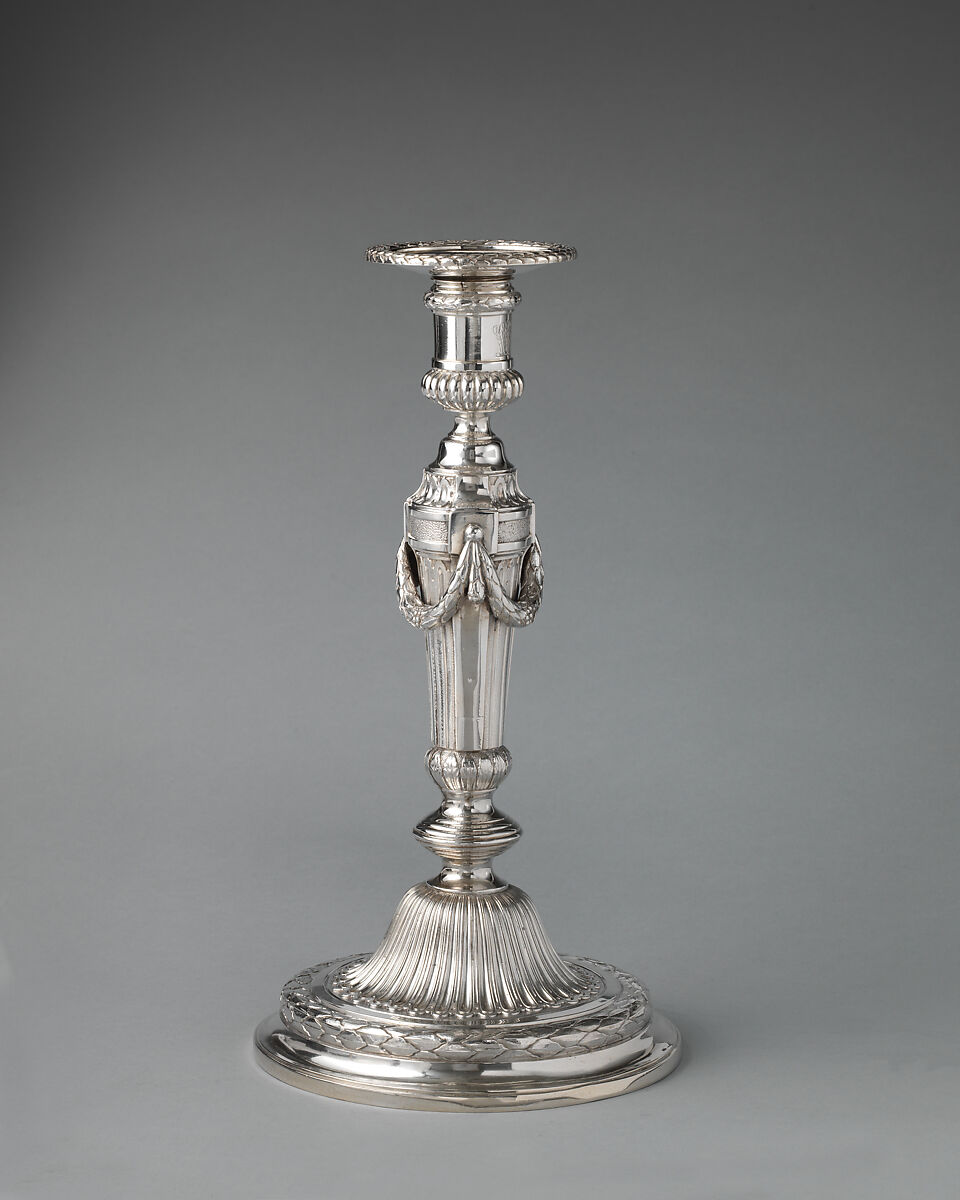 Candlestick (one of a set of eight), John Romer (British, b. ca. 1715), Silver, British, London 