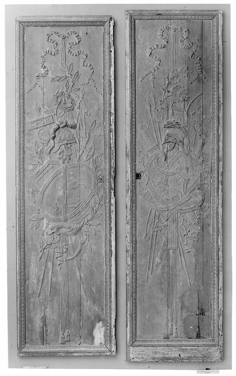 Panel with trophy representing Europe, Oak, French