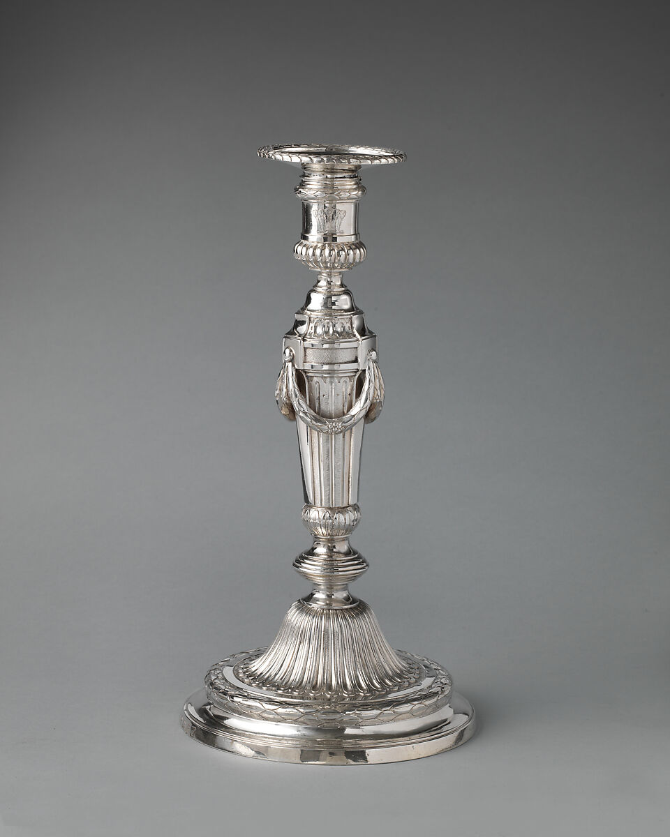 Candlestick (one of a set of eight), Andrew Fogelberg (British, active by 1767–d. before 1815), Silver, British, London 