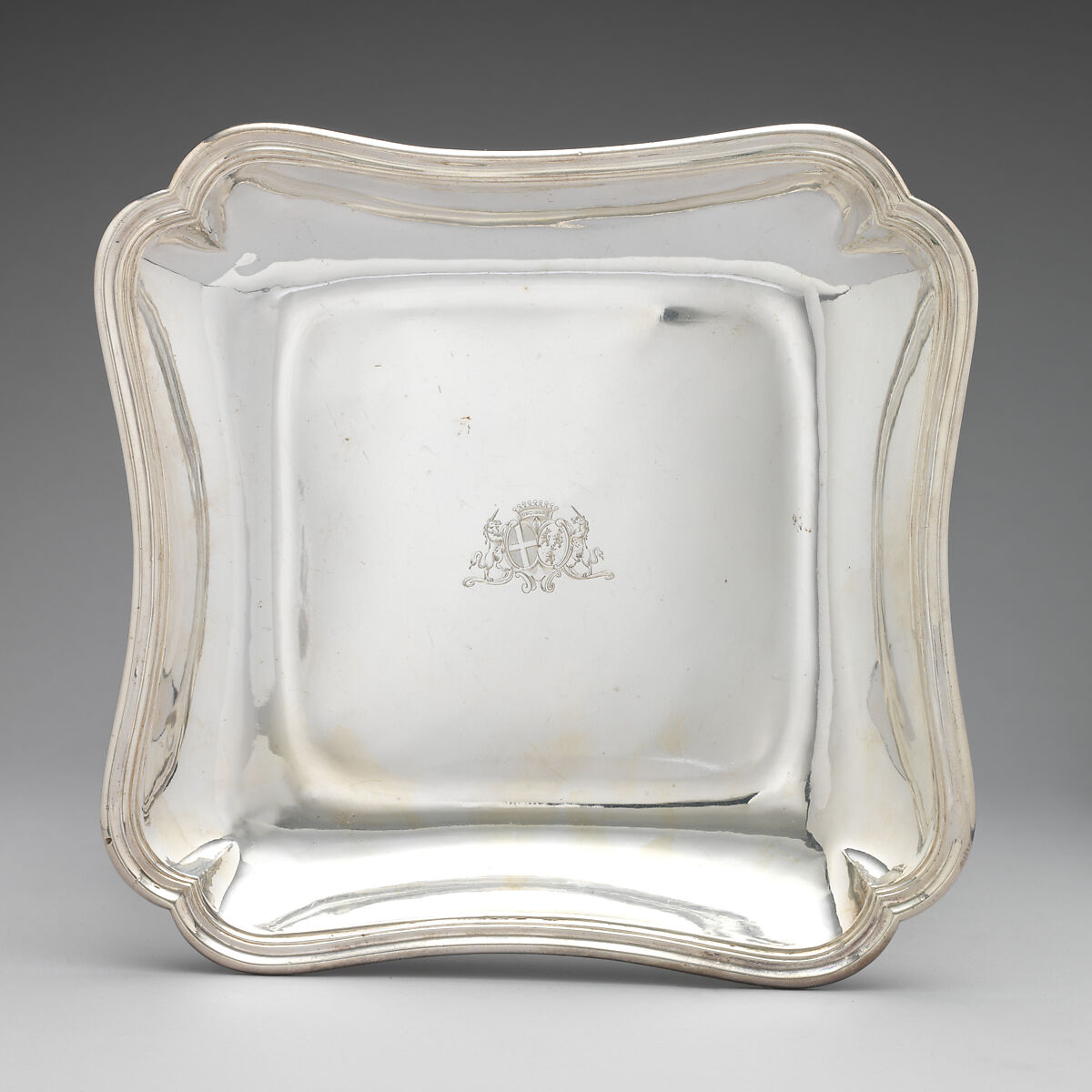 Square dish (one of a pair), Silver, French, Paris 
