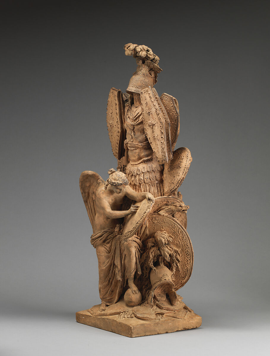 Victory Writing on a Shield, Jean Guillaume Moitte (French, Paris 1746–1810 Paris), Terracotta, French, Paris