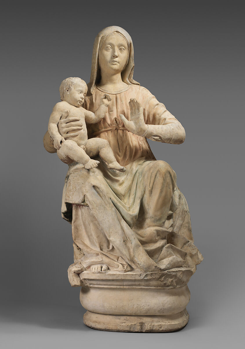 Madonna and Child, Limestone (Istrian stone?) with traces of polychromy, Italian, Venice 
