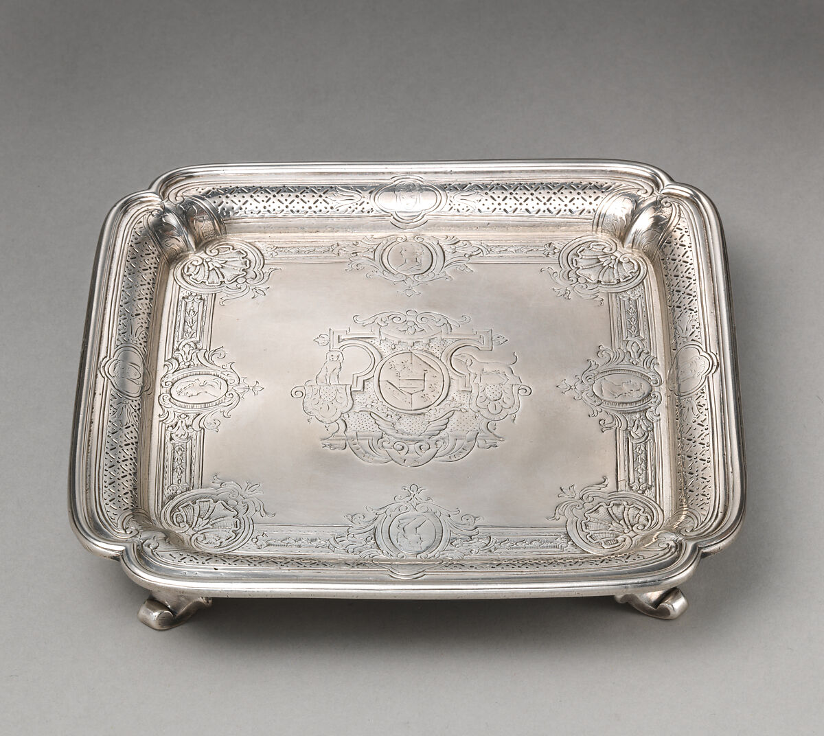 Salver (one of a pair), Paul de Lamerie (British, 1688–1751, active 1712–51), Silver, British, London 