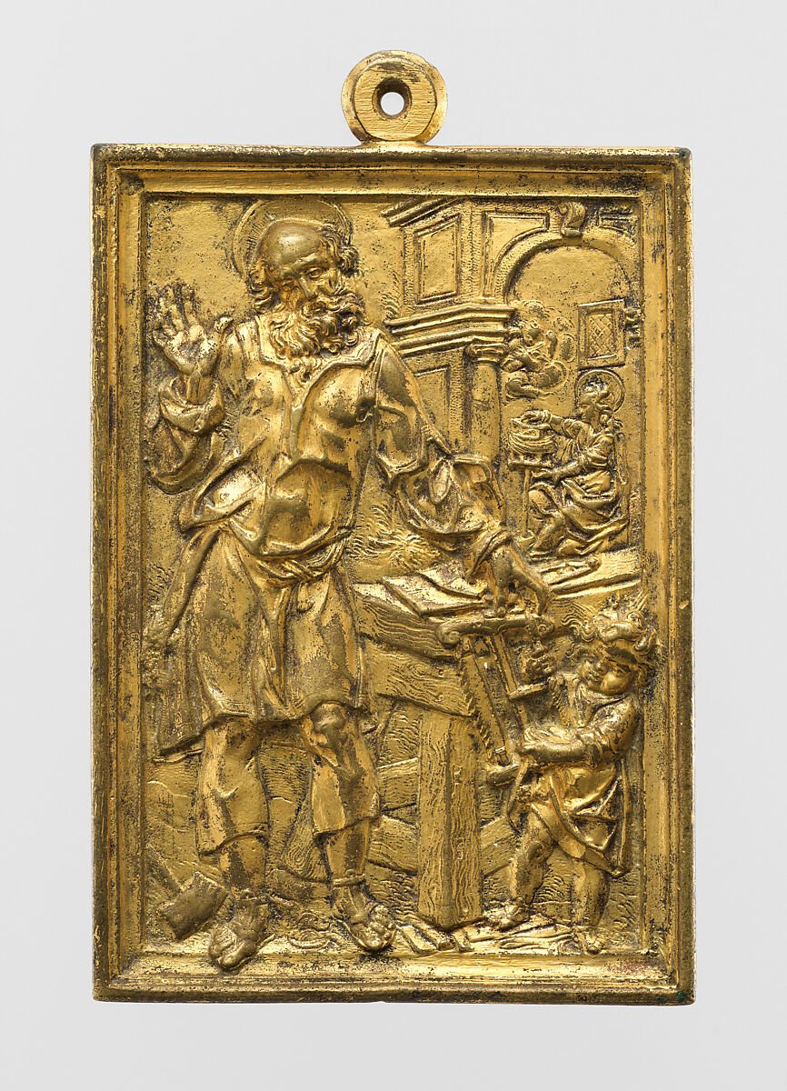 Christ Child and Saint Joseph, Gilt bronze, Spanish 