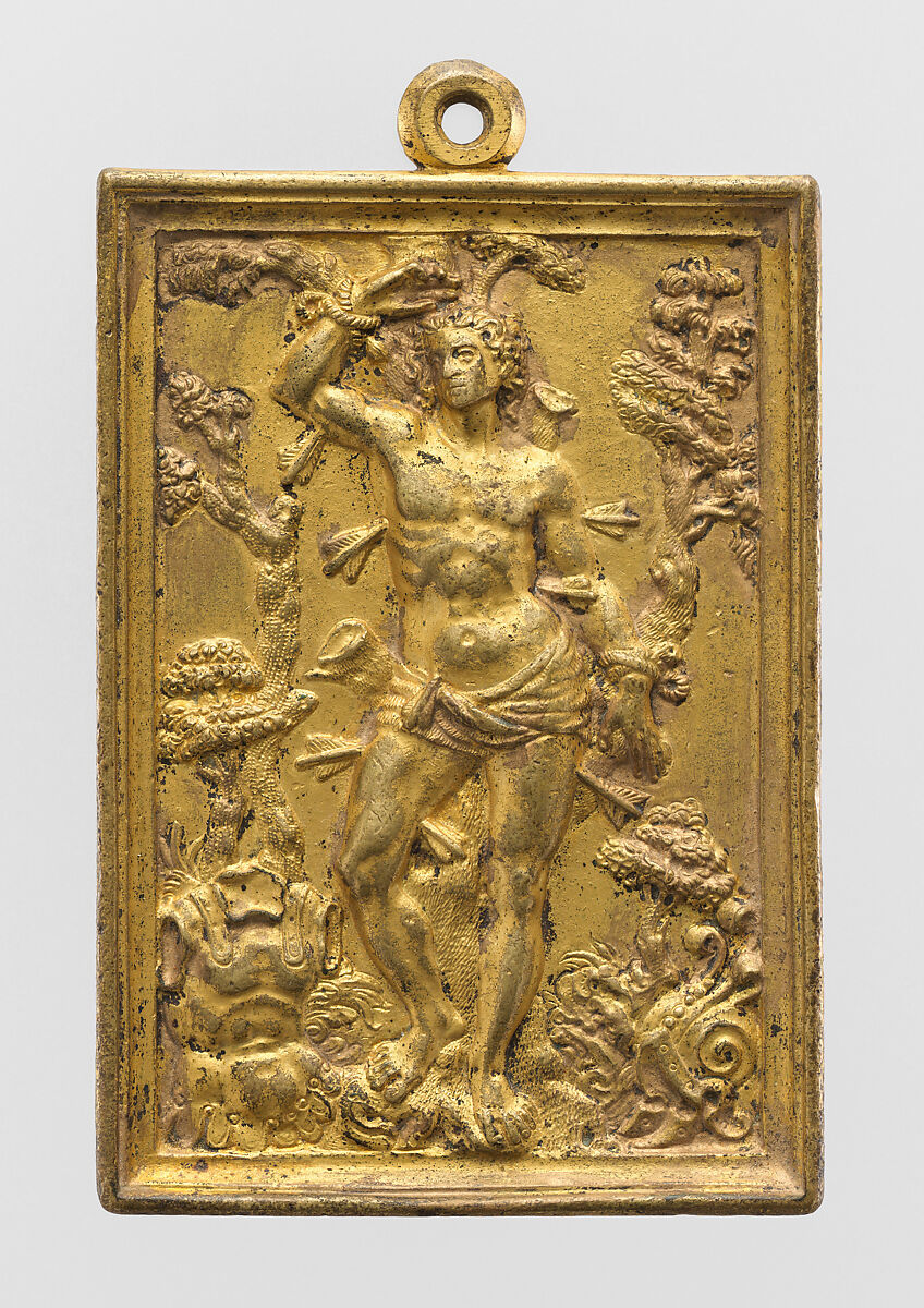 Saint Sebastian, Gilt bronze, Spanish 