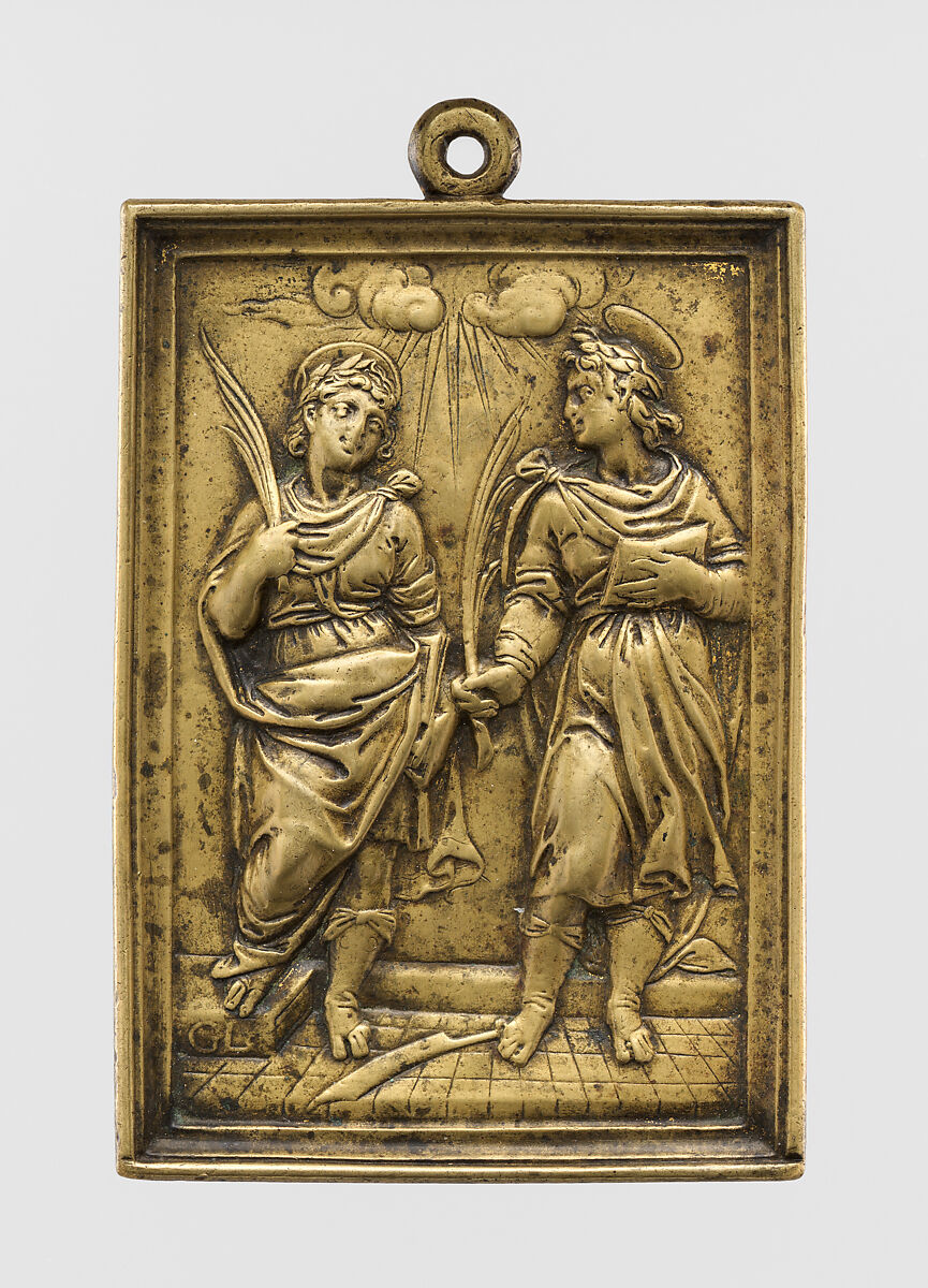 Saints Acisclus and Victoria (?), Bronze, natural patina, Spanish 