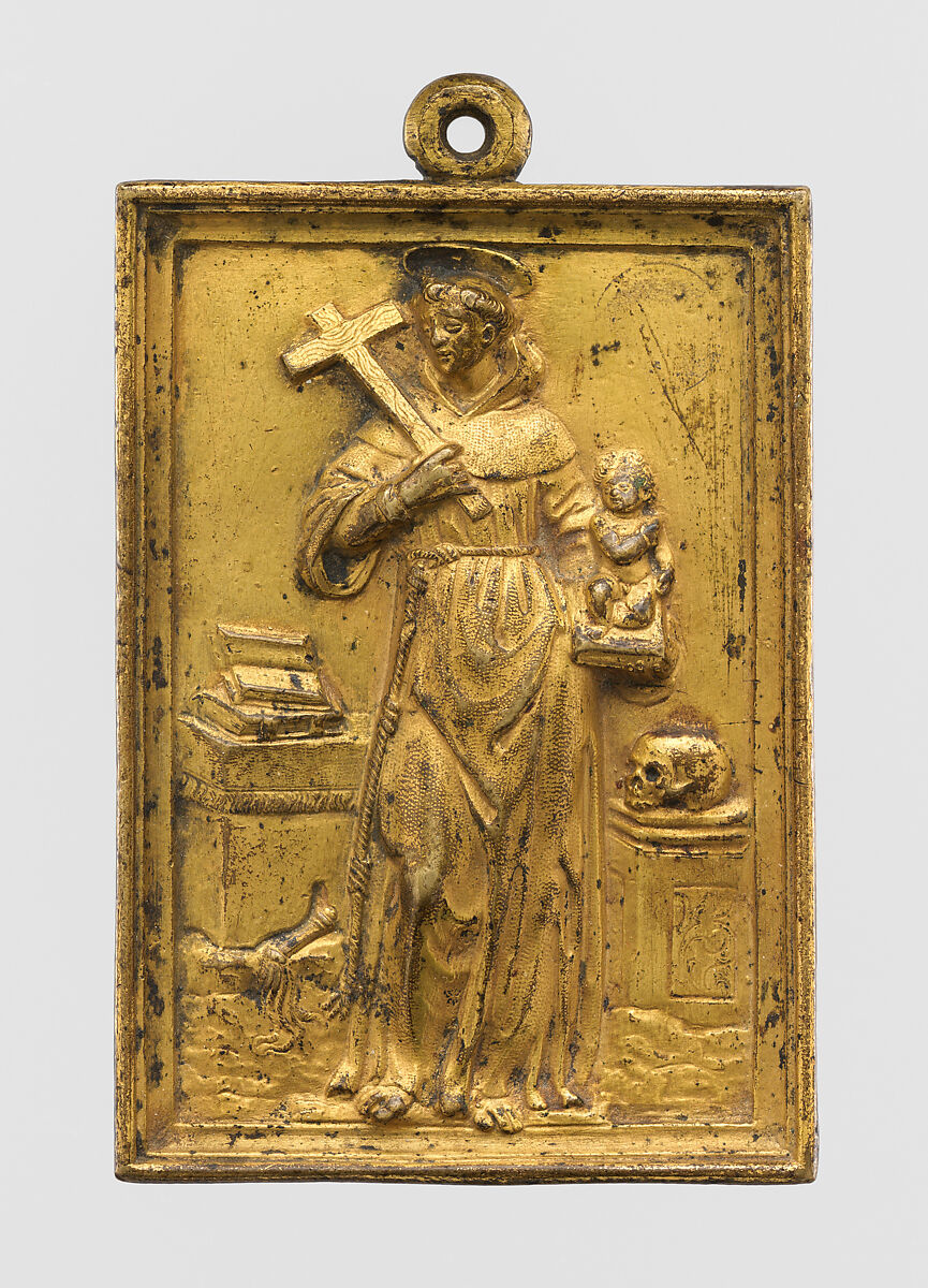 Saint Anthony of Padua, Gilt bronze, Spanish 