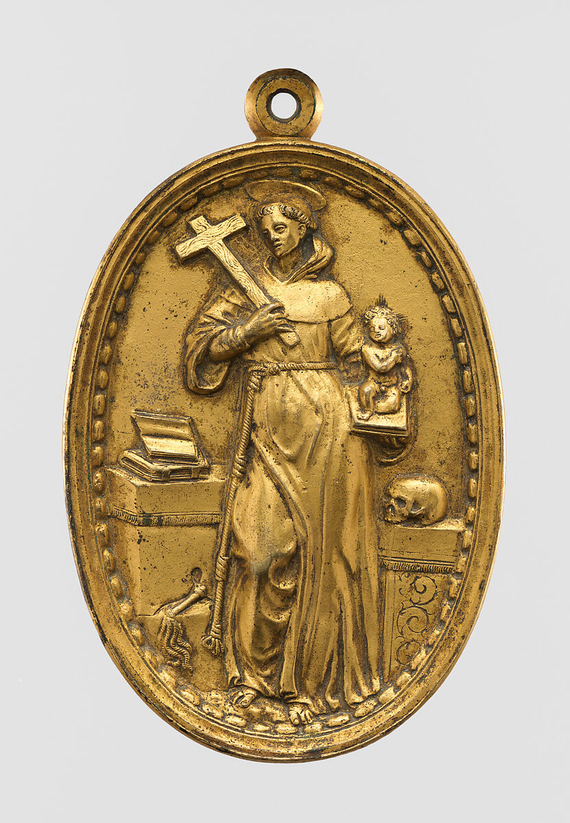 Saint Anthony of Padua, Gilt bronze, Spanish 