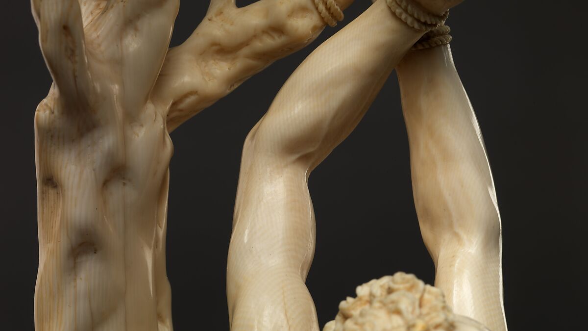 Saint Sebastian, Circle of Master of the Furies (Austrian), Ivory; kingwood socle, Austrian, possibly Salzburg