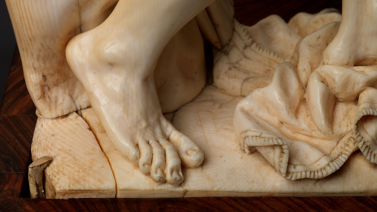 Saint Sebastian, Circle of Master of the Furies (Austrian), Ivory; kingwood socle, Austrian, possibly Salzburg