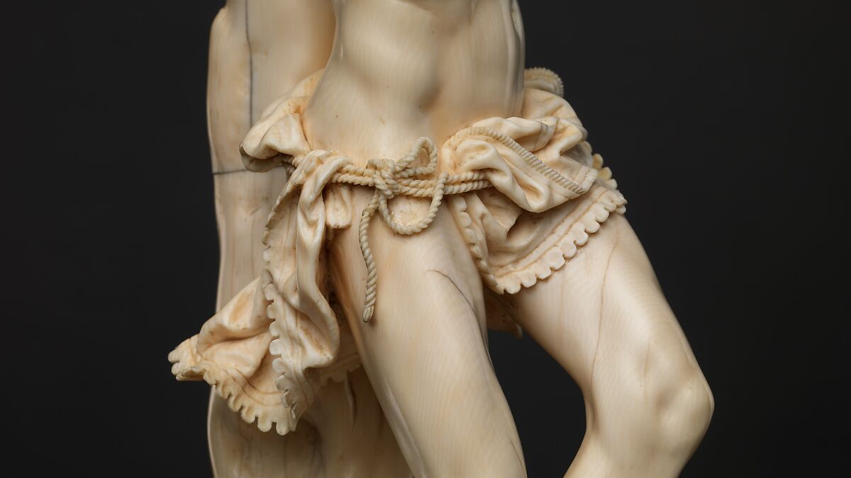 Saint Sebastian, Circle of Master of the Furies (Austrian), Ivory; kingwood socle, Austrian, possibly Salzburg