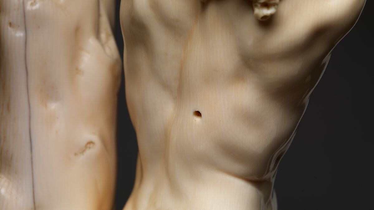 Saint Sebastian, Circle of Master of the Furies (Austrian), Ivory; kingwood socle, Austrian, possibly Salzburg