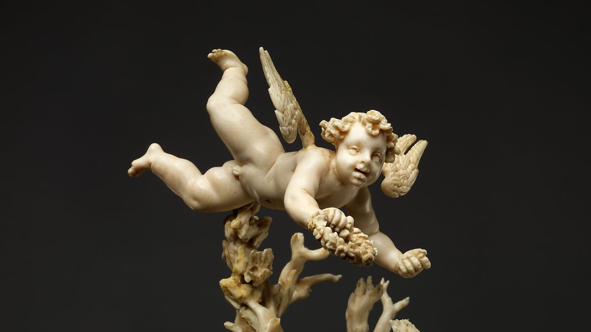 Saint Sebastian, Circle of Master of the Furies (Austrian), Ivory; kingwood socle, Austrian, possibly Salzburg