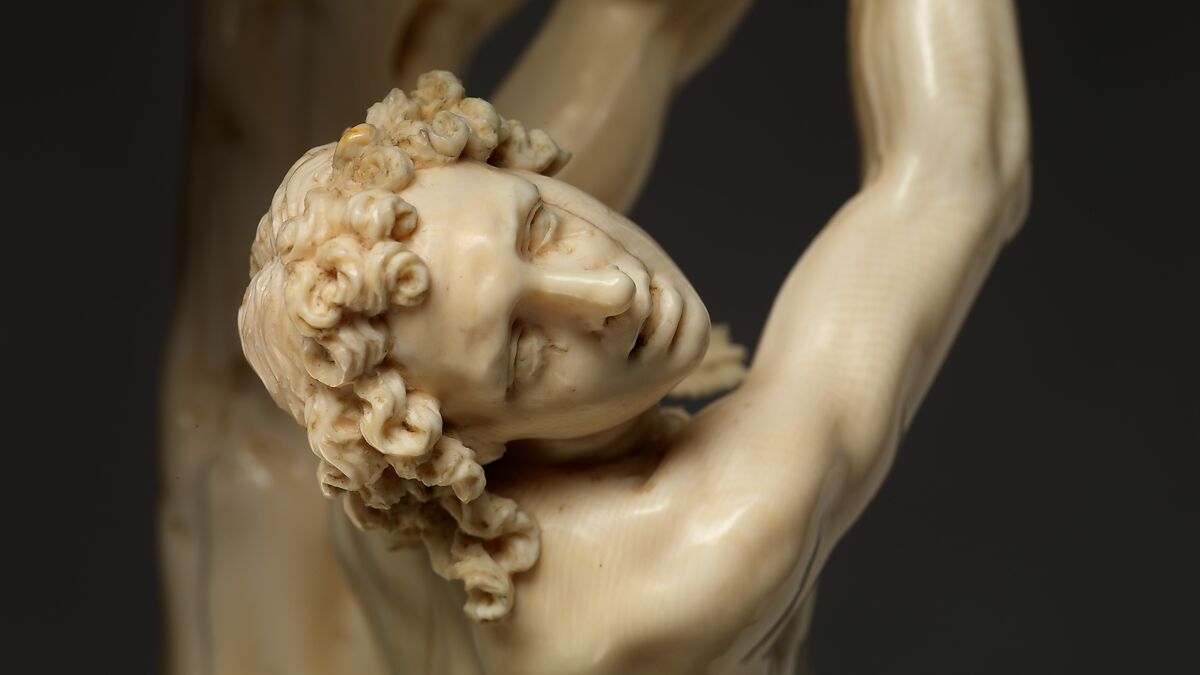 Saint Sebastian, Circle of Master of the Furies (Austrian), Ivory; kingwood socle, Austrian, possibly Salzburg