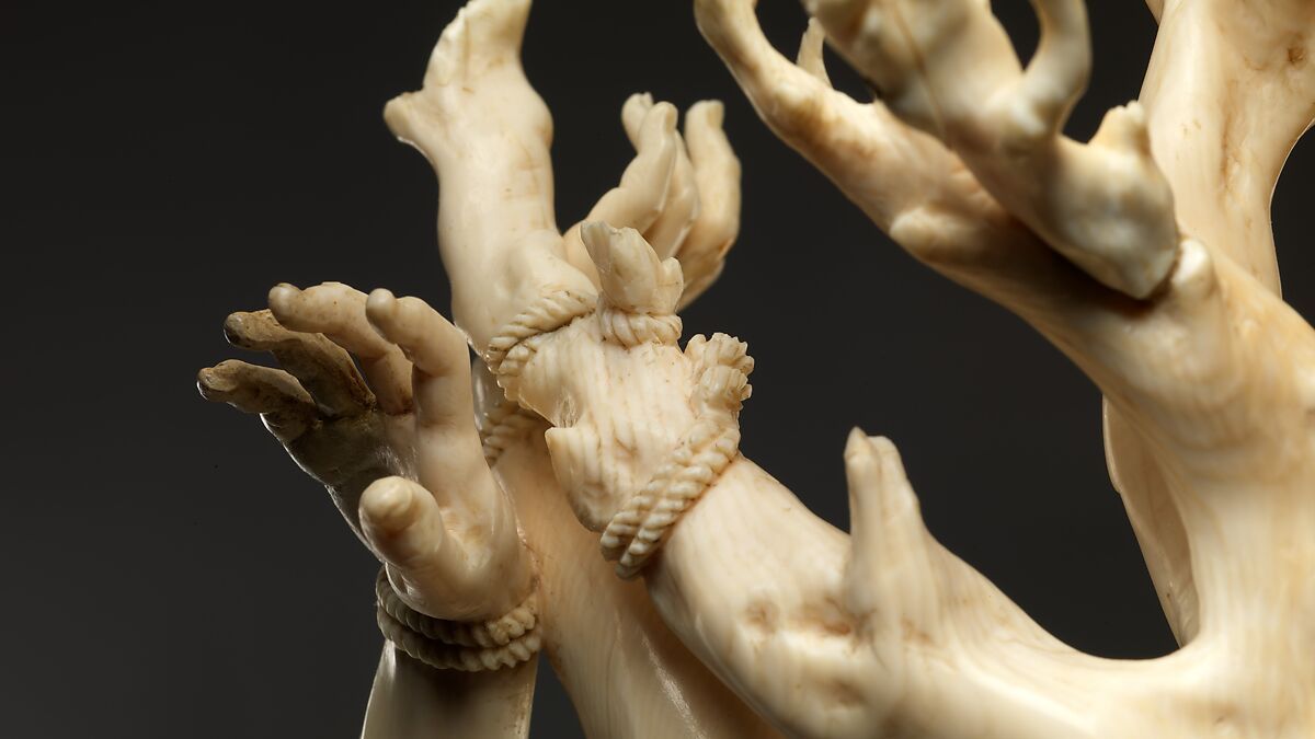 Saint Sebastian, Circle of Master of the Furies (Austrian), Ivory; kingwood socle, Austrian, possibly Salzburg