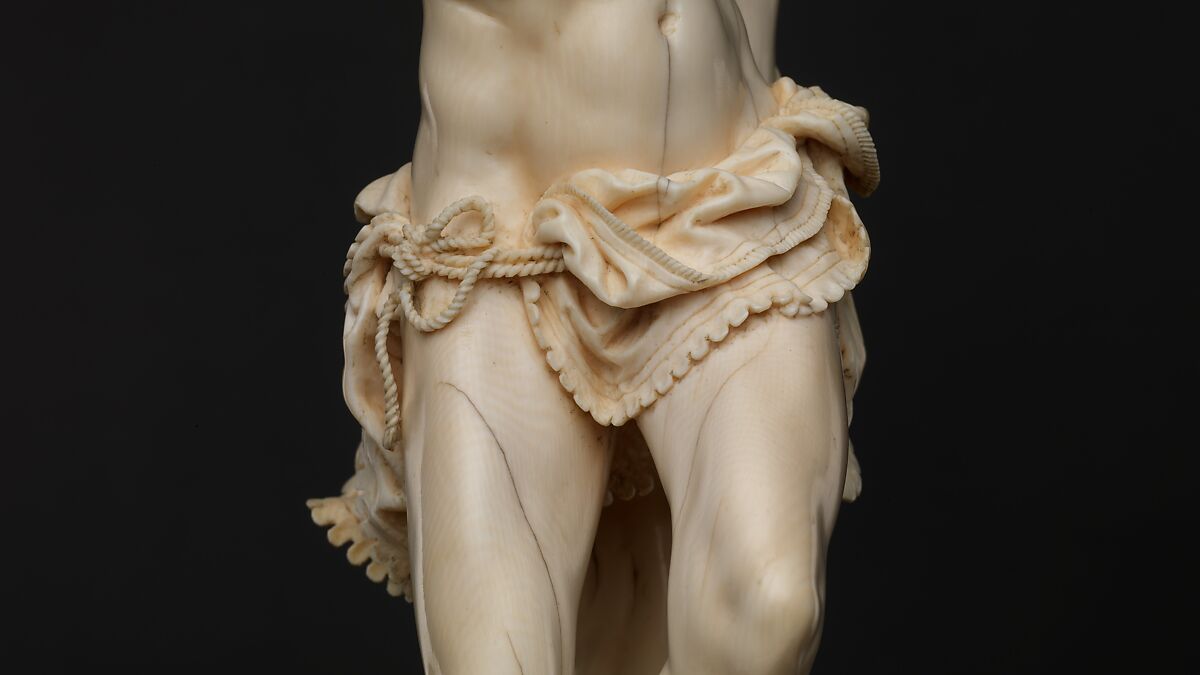 Saint Sebastian, Circle of Master of the Furies (Austrian), Ivory; kingwood socle, Austrian, possibly Salzburg
