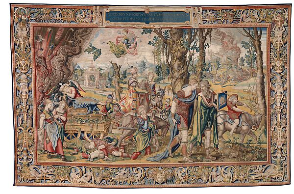 Seven Deadly Sins: Sloth tapestry, Designed by Pieter Coecke van Aelst (Netherlandish, Aelst 1502–1550 Brussels), Wool, silk, gold and silver-metal-wrapped threads, Netherlandish, Brussels 