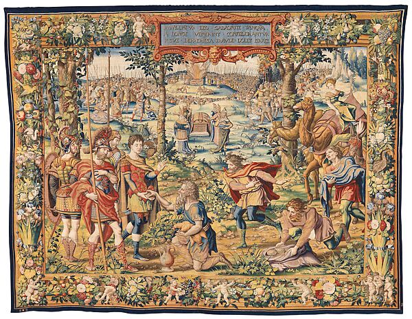 The Story of Joshua: Gibeonites Trick Joshua tapestry, Designed by Pieter Coecke van Aelst (Netherlandish, Aelst 1502–1550 Brussels), Wool, silk, gold and silver-metal-wrapped threads, Netherlandish, Brussels 