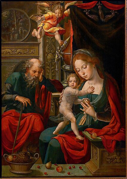 Holy Family, Pieter Coecke van Aelst (Netherlandish, Aelst 1502–1550 Brussels), Oil on panel, Netherlandish, Brussels 