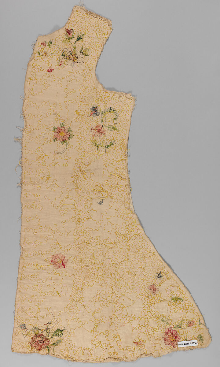 Panels for a waistcoat, Silk embroidered on linen, British