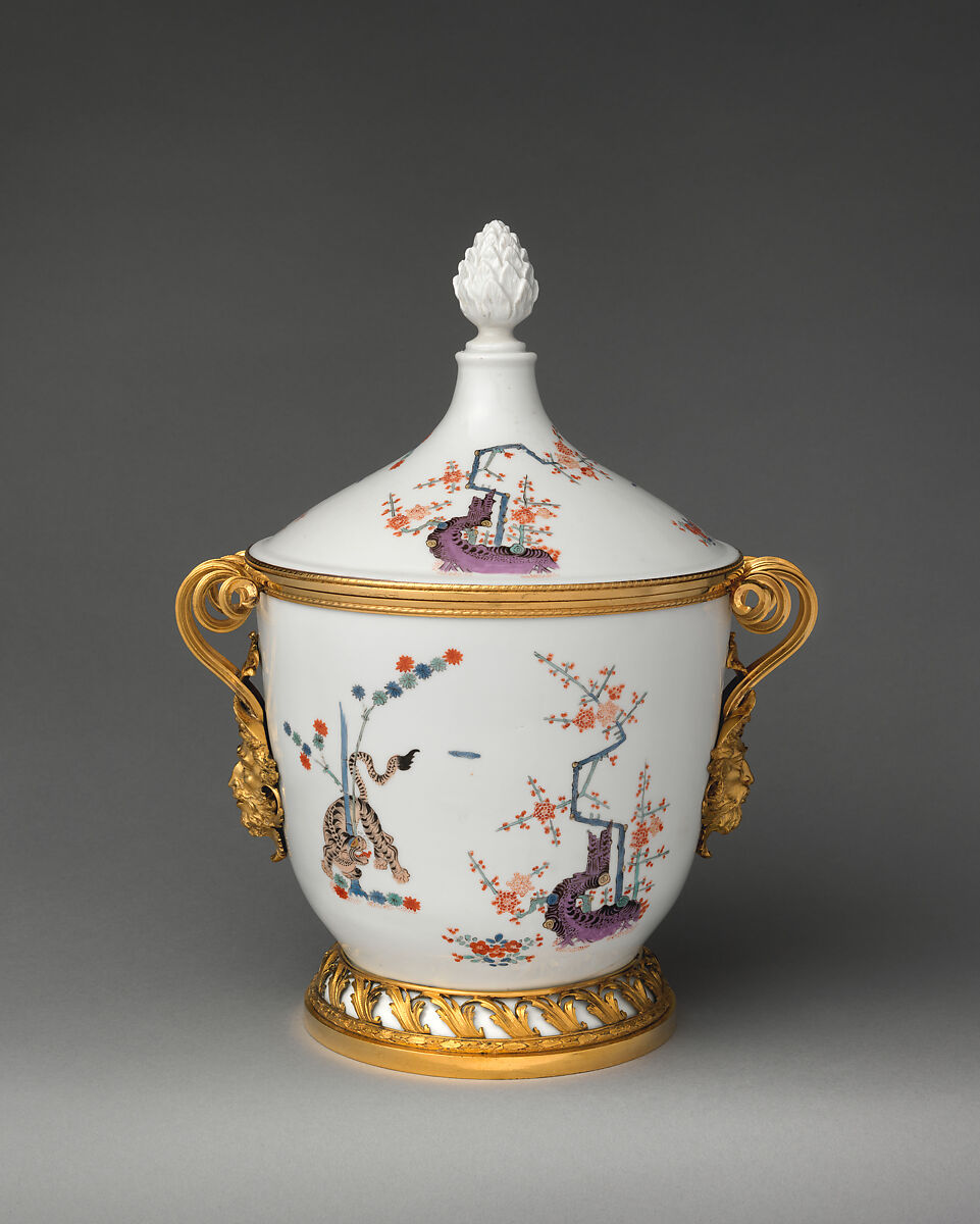 Ice cream pail (one of a pair), Meissen Manufactory (German, 1710–present), Hard-paste porcelain, gilt bronze, German, Meissen with Italian, Rome mounts