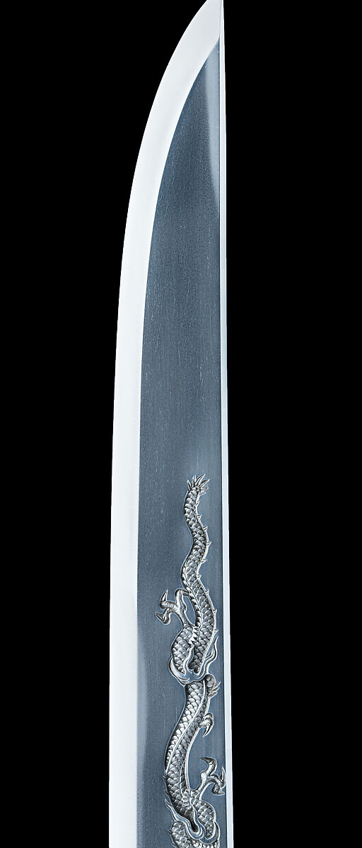 Blade and Mounting for a Dagger (<i>Tantō</i>), Blade inscribed by Gassan Sadakazu (Japanese, Setsu (now Osaka), 1834–1918), Steel, wood (rosewod), copper-gold alloy (<i>shakudō</i>), copper-silver alloy (<i>shibuichi</i>), gold, silver, Japanese 