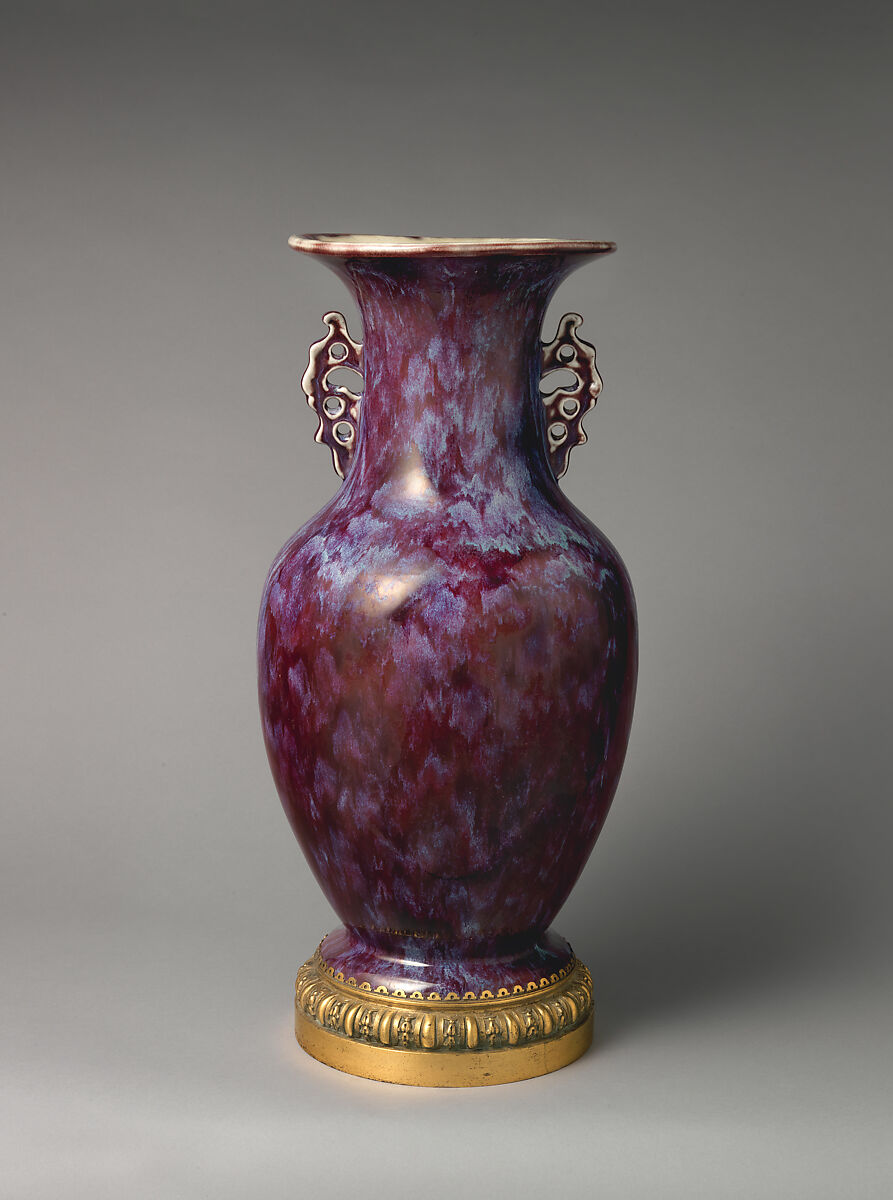 Vase, Ernest Chaplet (French, Sèvres 1835–1909 Choisy-le-Roi), Porcelain, brass, French, Choisy-le-Roi