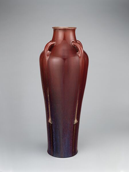 Tall vase with four handles, Auguste Delaherche (French, Beauvais 1857–1940 Paris), Stoneware, French, Paris