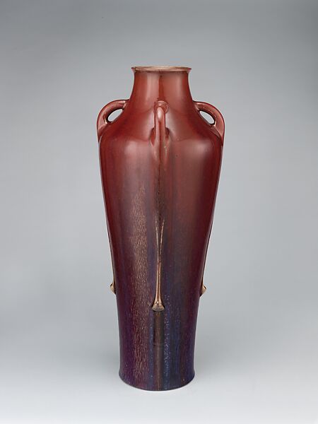 Tall vase with four handles, Auguste Delaherche (French, Beauvais 1857–1940 Paris), Stoneware, French, Paris 